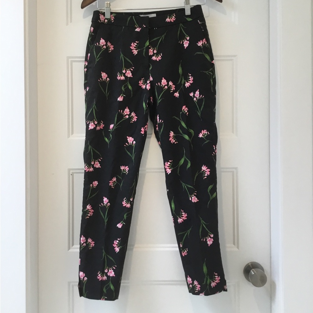 H&M Black Pants with Pink Floral Design